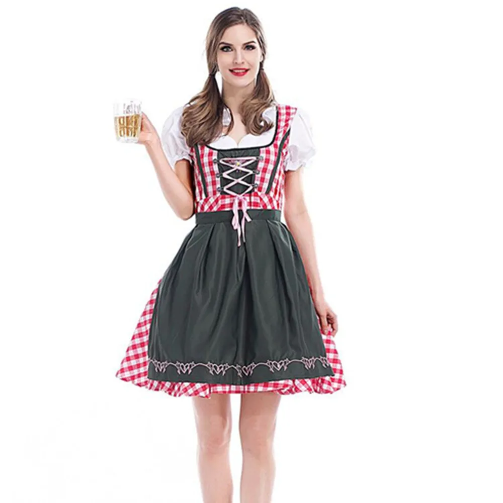S 6XL лидер продаж традиционный Женский Костюм Dirndl Oktoberfest немецкая девка горничная