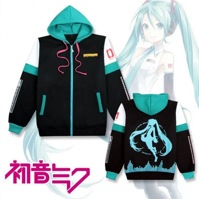 

Anime Hatsune Miku Cosplay Costume Sweatshirts hoodies Women Top Coat Jackets New