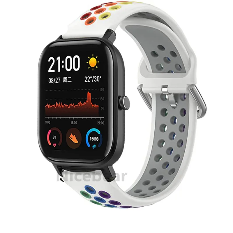 Rainbow Sport Silicone Breathable Strap For Huami Amazfit GTS Wrist Bracelet for bip S GTR 42mm Replacement Watchbands | Электроника