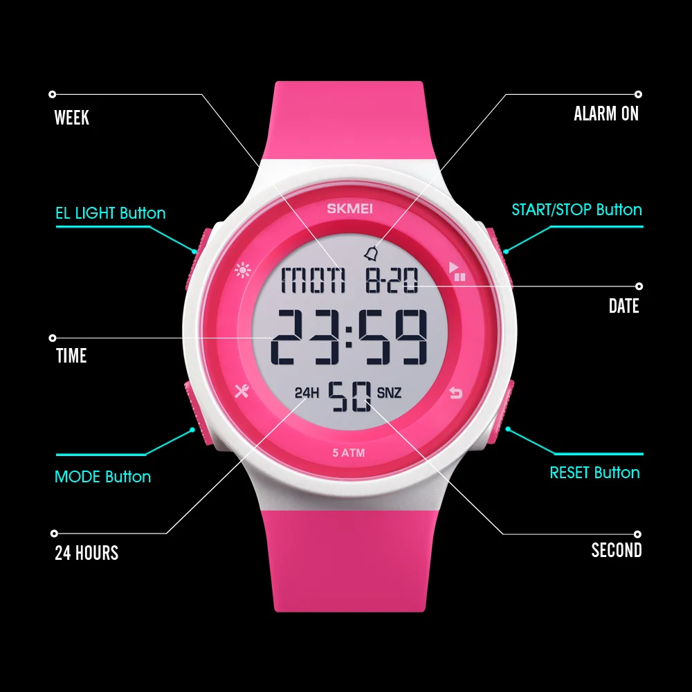 SKMEI Watch Women Outdoor Sports Watches Ladies Fashion Waterproof Electronic LED Digital Watches For Man Women