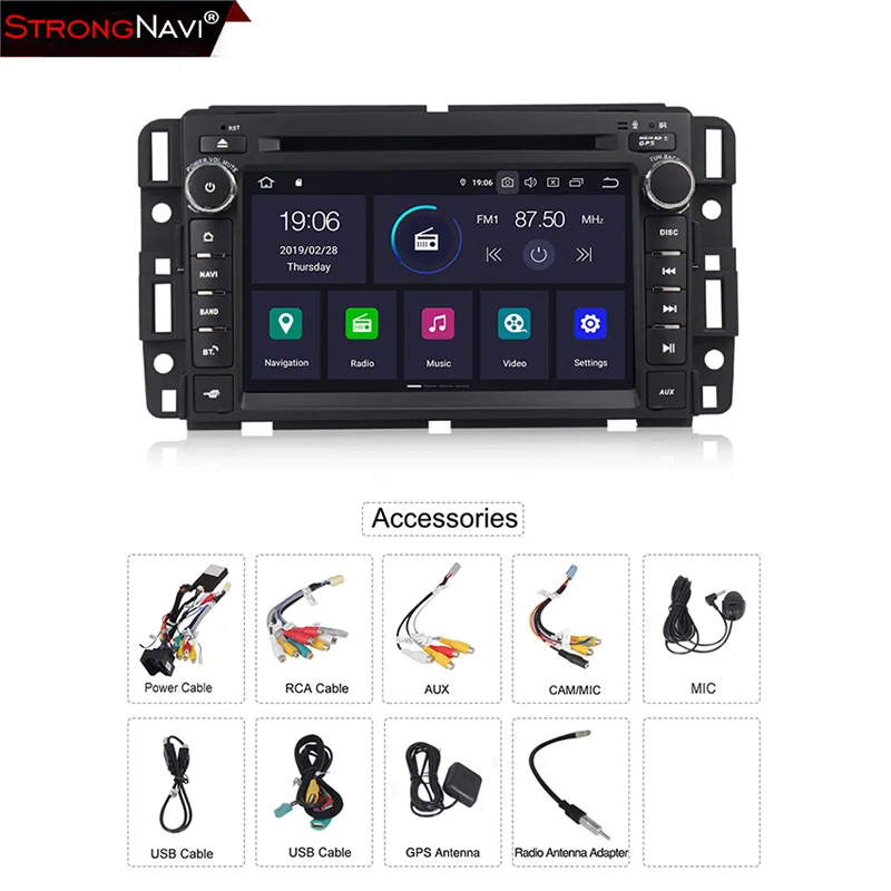 Excellent 4+64G IPS screen DSP 7Inch Android 9.0 Car Auto Radio For Chevrolet/Silverado/Tahoe/Monte GMC Yukon/Denali/Acadia  dvd GPS 4