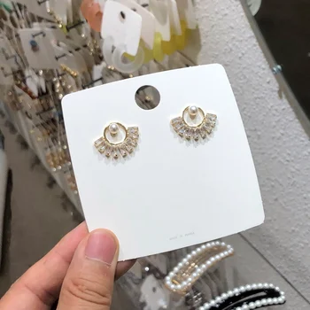 

MENGJIQIAO 2020 Fashion Cute Shiny Zircon Circle Stud Earrings For Women Girls Elegant Pearl Micro Paved Pendientes Jewelry