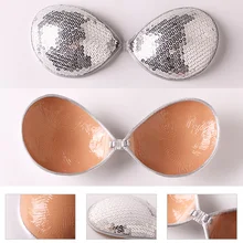 Нижнее белье, пуш-ап, удобный, многоразовый, без бретелек, невидимый, с блестками, женский бюстгальтер, цельный, без стали, современный, однотонный, с открытой спиной, сексуальный