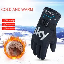 Waterproof Winter Ski Gloves Windproof Warm Snowboard Gloves Outdoor Below Zero Cycling Motorcycle Gloves Men Women AHPU