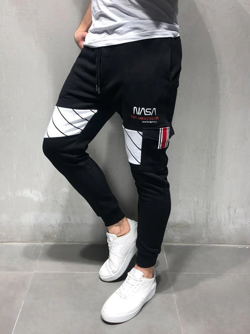 Мужские хлопковые повседневные узкие брюки большого размера, модные штаны для бега, черные спортивные штаны, Корейская мужская одежда M-3XL - Цвет: black