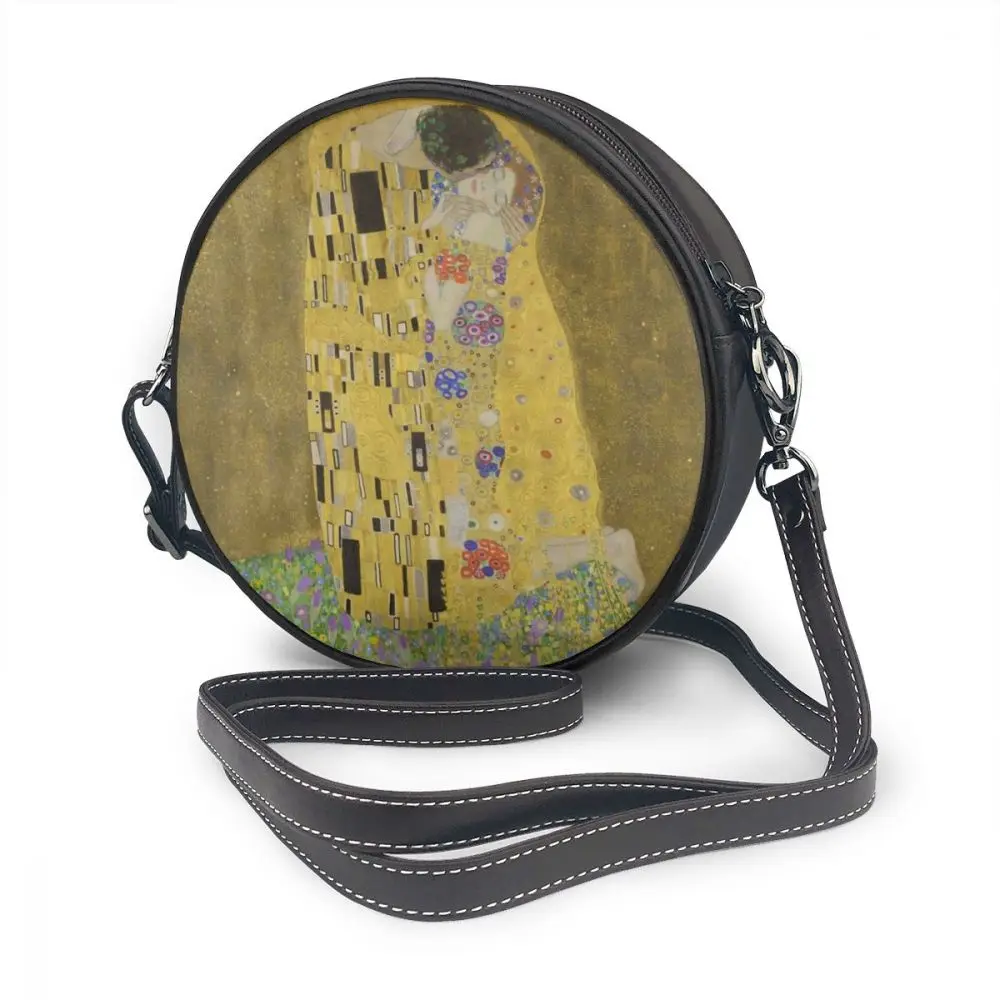 Klimt сумка на плечо Klimt кожаная сумка женская Маленькая женская сумка через плечо Подростковая многофункциональная круглая сумочка - Цвет: Klimt The Kiss