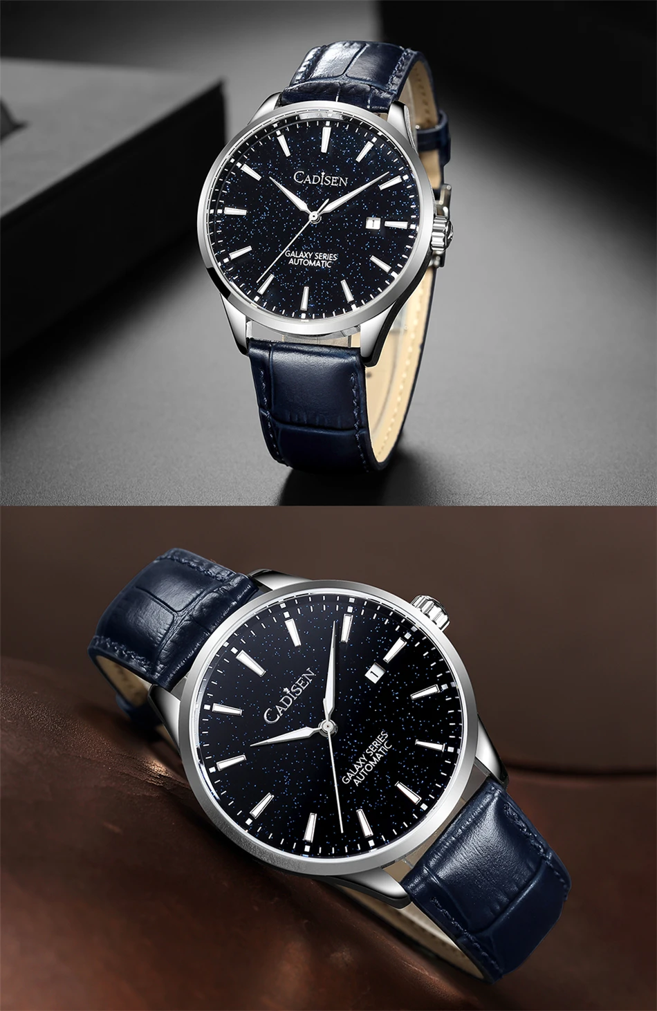 CADISEN New Pilot Series Men's Watch Luxury Sapphire Glass 100M Waterproof Automatic Watch Stainless Steel Mechanical Wristwatch