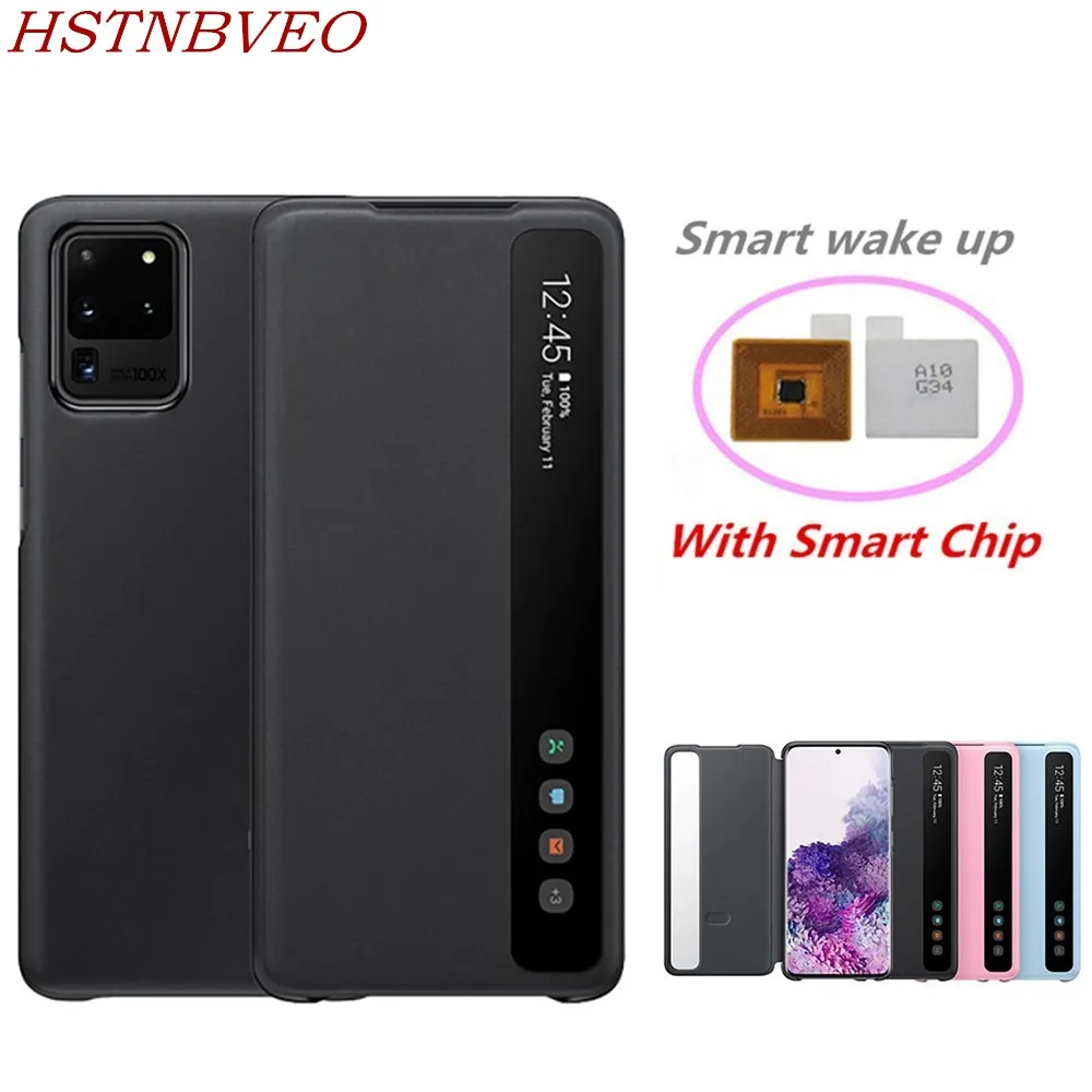 

Smart Chip Stand Case For Samsung Galaxy S20/S20 Plus 5G Window View Clear Mirror Flip Cover For Samsung Galaxy S20 Ultra 5G