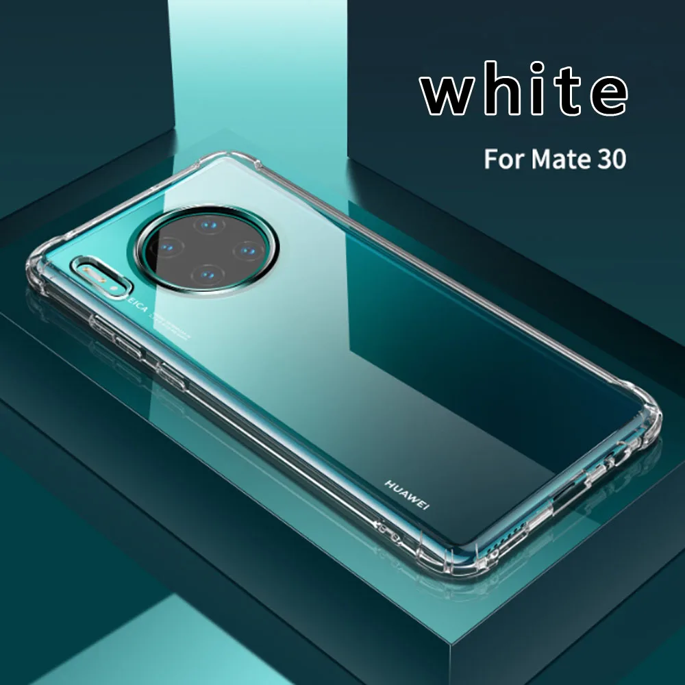 Белый Для Huawei mate20 30pro P30 lite nova4e Чехол для мобильного телефона креативный прозрачный противоударный силиконовый чехол - Цвет: Белый