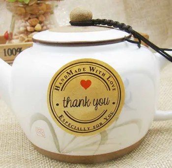 

1200pcs DIY Scrapbooking Thank You Heart Kraft Sticker Cookie/Cake/Gift Labels Stickers Kitchen Sweets Party Seal Sticker