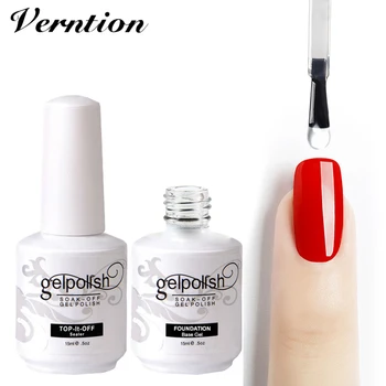 

Verntion 15 Ml Top and Base Coat Soak Off Long-acting for Gel Polish UV LED Gel Nail Design Varnish Base Coat and Top Coat Set