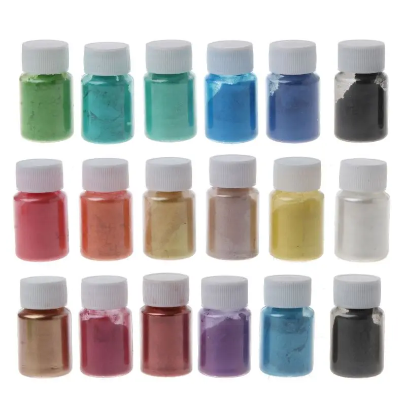 

18Color Cosmetic Grade Pearlescent Mica Powder Soap Makeup Art Colorant Epoxy Resin Dye Pearl Pigment Jewelry Making 10g