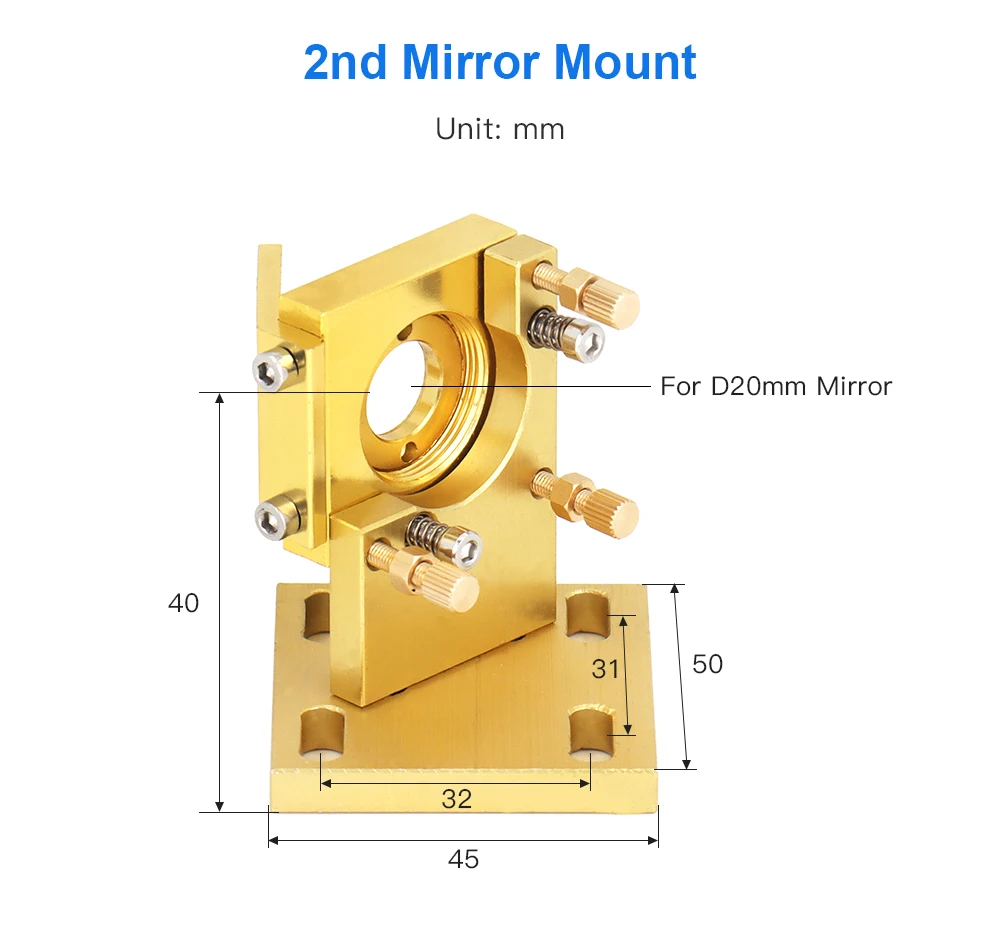 thumbnail image 2 of Machine Head Kit De CO2 FONLAND K Series Incl Laser Head, 1st 2nd Mirror Mounts Dia.20mm FL.50.8mm, For 2030 4060 K40 Laser Gravure Cutting Machine, Or Tête Laser 2 of 13