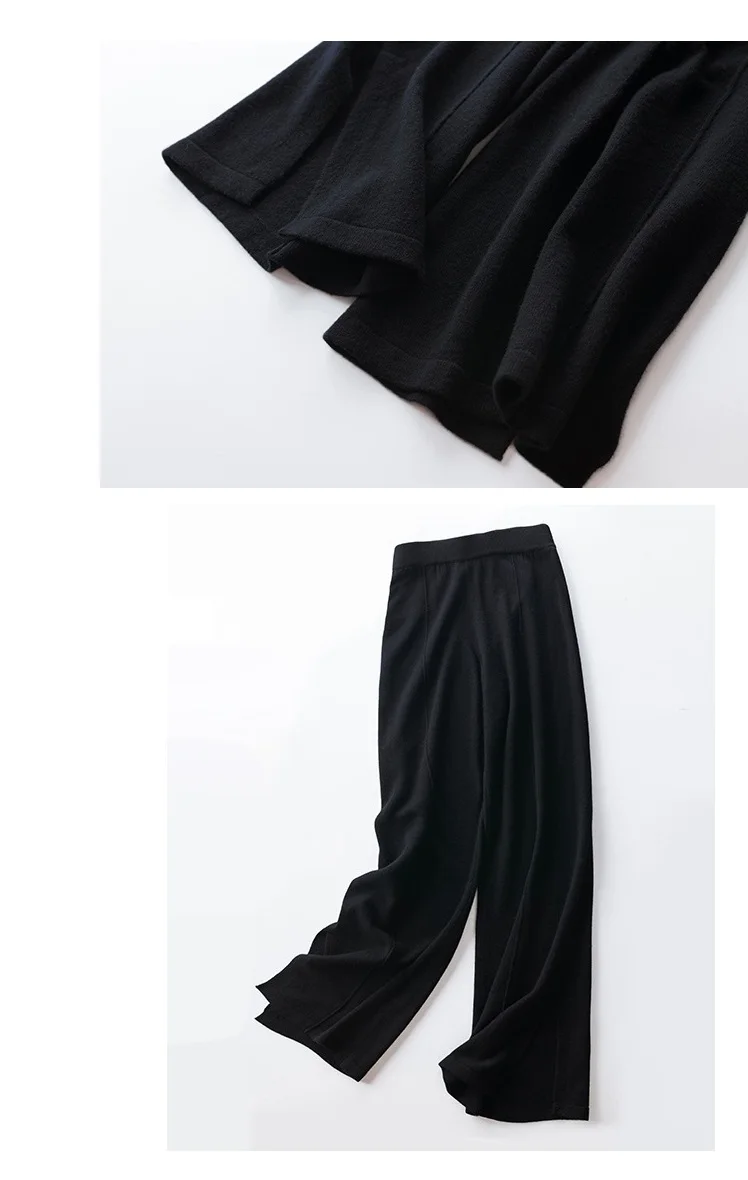 VOGGIN Wool women culottes Wide-leg pants women Merino worsted Knitted wear Loose solid color High Quality Fashion 2020 Autumn