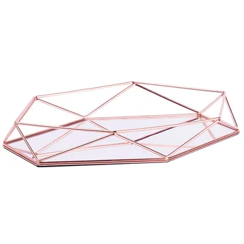 

Nordic Style Plate Iron Organizer Desktop Kitchen Hexagon Storage Tray Dessert Three-dimensional Home Decor Cosmetics Jewelry
