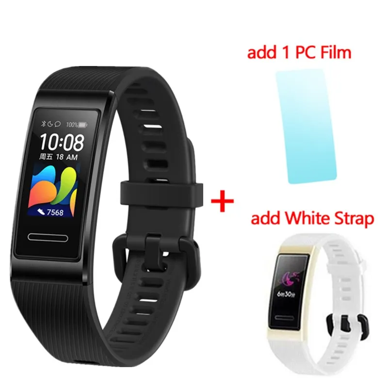 black add white Смарт-браслет huawei Band 4 Pro gps 0,95 'с цветным циферблатом SpO2 с кислородом крови, Активный спортивный браслет для мониторинга здоровья - Цвет: black add white