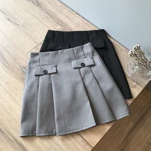 Британский серый стиль мини юбка для женщин трапециевидной формы плиссированная короткая юбка шорты дикая стильная одежда
