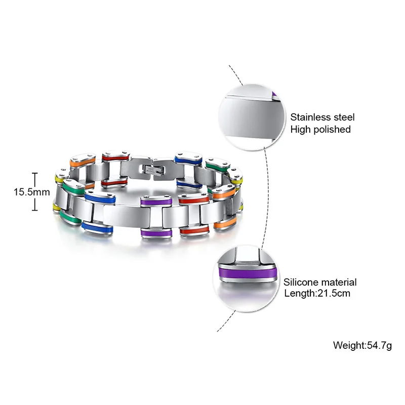 Силиконовые 316L Нержавеющая сталь браслет мужской Радуга Цвет застежка браслет с символикой ЛГБТ геи гордость Браслет для Для мужчин Для женщин