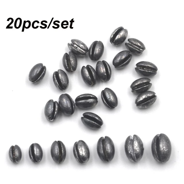 20PCS/Bag Solid Oval Split Shot Lead Sinker Bean Shaped Weight Lead 1B to  7B Premium