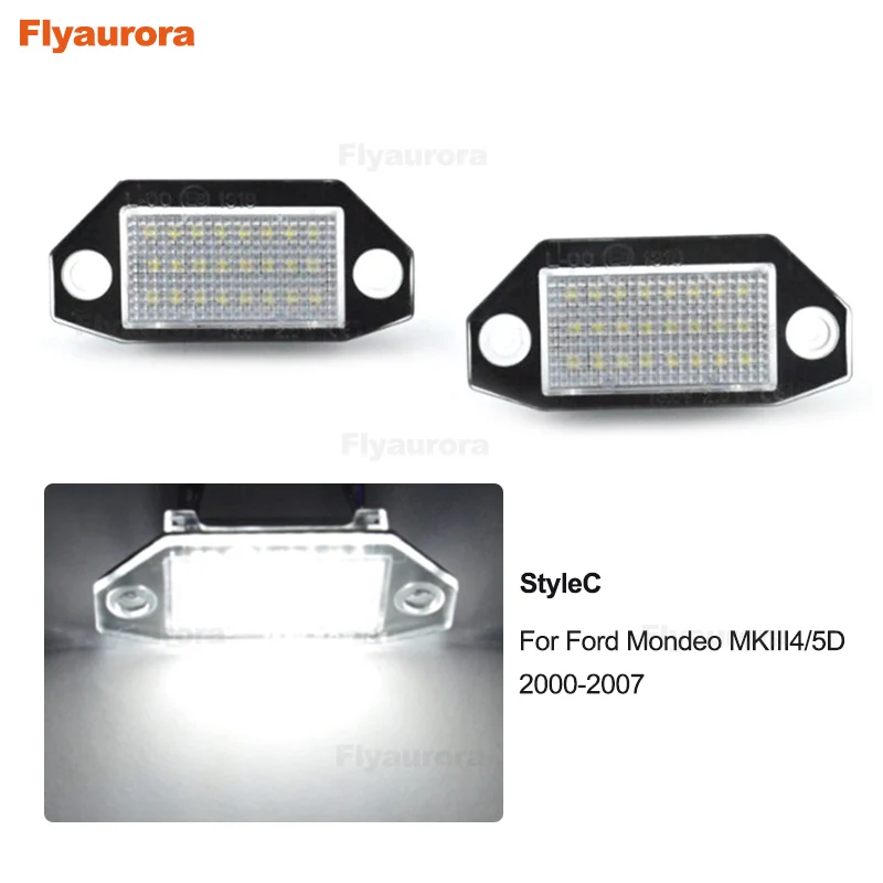 Для Ford светодиодный фонарь номерного знака для Ford Kuga Fiesta Focus Galaxy C-MAX MK2 Ford F150 Raptor Mondeo mkii4/5D Mustang Fusio - Испускаемый цвет: Style C
