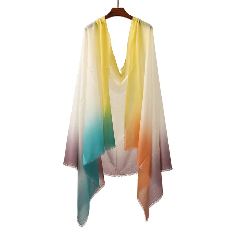 new wool multicolor gradient thin section women's shawl scarf dual purpose - Цвет: 03
