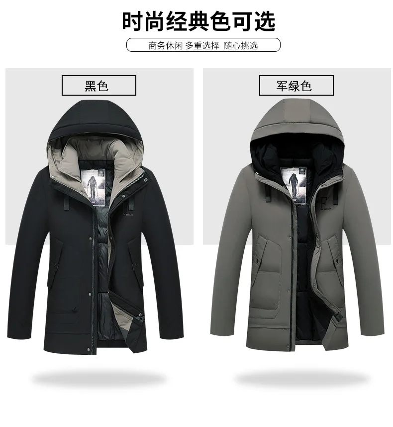 Dad Winter Cotton Coat Men Middle-aged Coat Cotton-padded Jacket Mid-length Korean-style Cotton-padded Clothes Loose-Fit 30 Hood