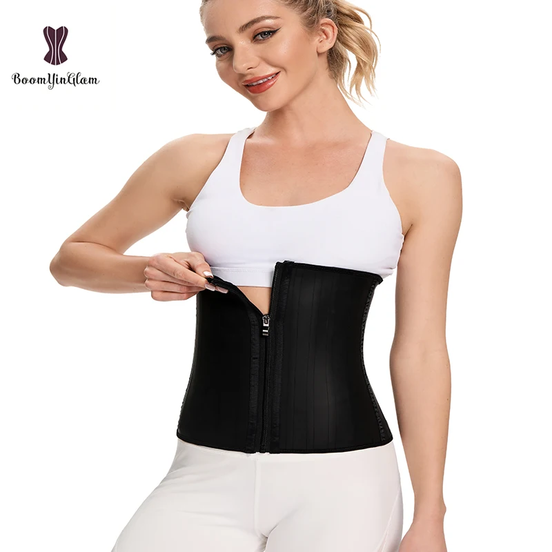 Black Cream 3 Hook And Eye 25 Steel Booned Latex Waist Trainer Fajas Girdle Sashes Waistband Plus Size Underwear Corselet Women