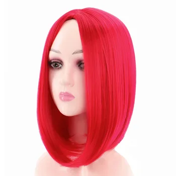 

Straight Short Bob Wig Synthetic Hair Wig For Women red Colored Wig Cosplay Wig