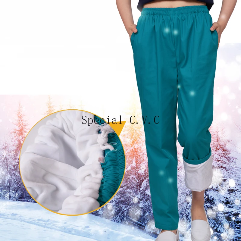 Зимние теплые флисовые брюки санитара Талия на резинке с шнурком медицинская Униформа скраб брюки США размер для женщин мужчин