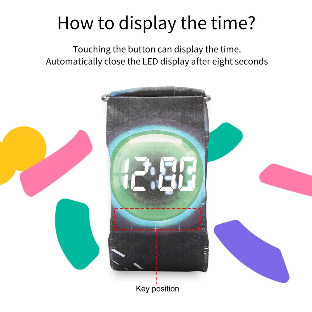 

Personalized Paper Watch Life Waterproof Paper Strap Magnetic Closure Buckle Ultra Light LED Digital with Luxury Box For Unisex