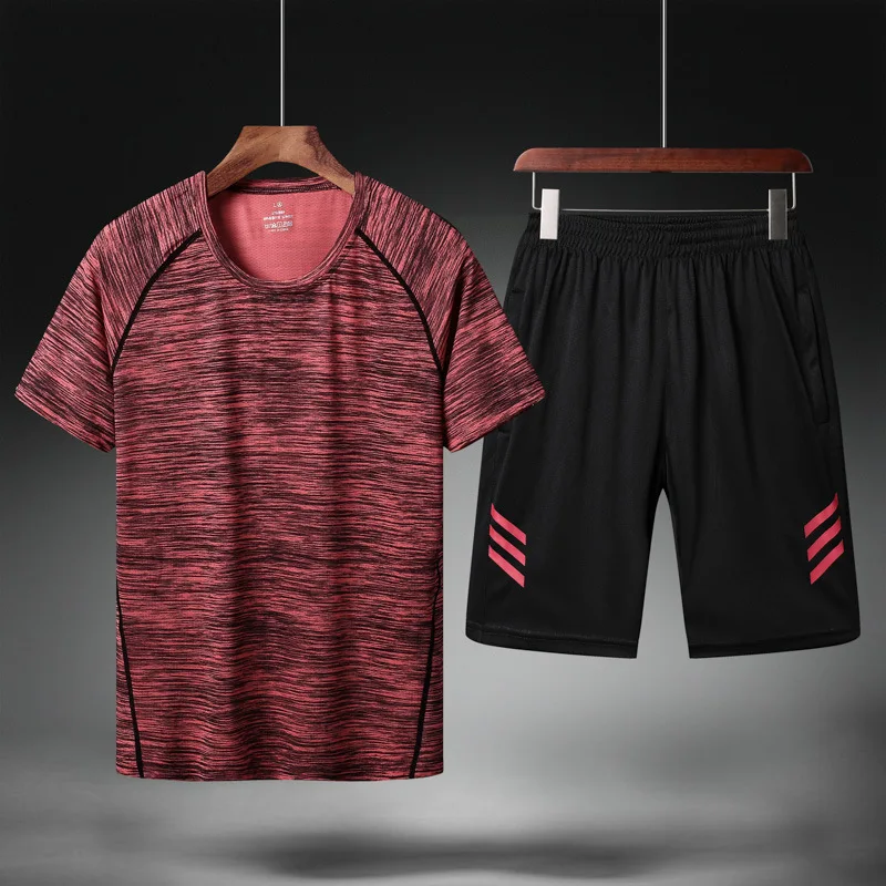 

Sports Set Men's Summer Crew Neck Short Sleeve Two-Piece Quick-Dry Running Clothing Fitness Summer Shorts Basketball Athletic Cl