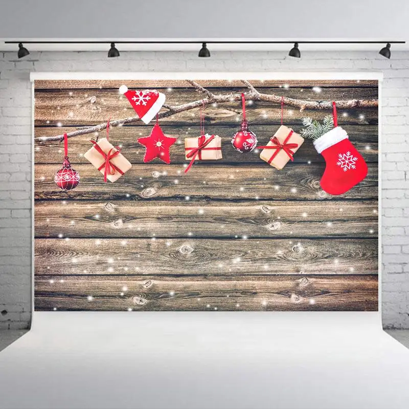 Christmas Style Photography Background Christmas Decoration Tree Retro Vintage Wooden Wall Fireplace Christmas Backdrops Prop - Color: SD 470