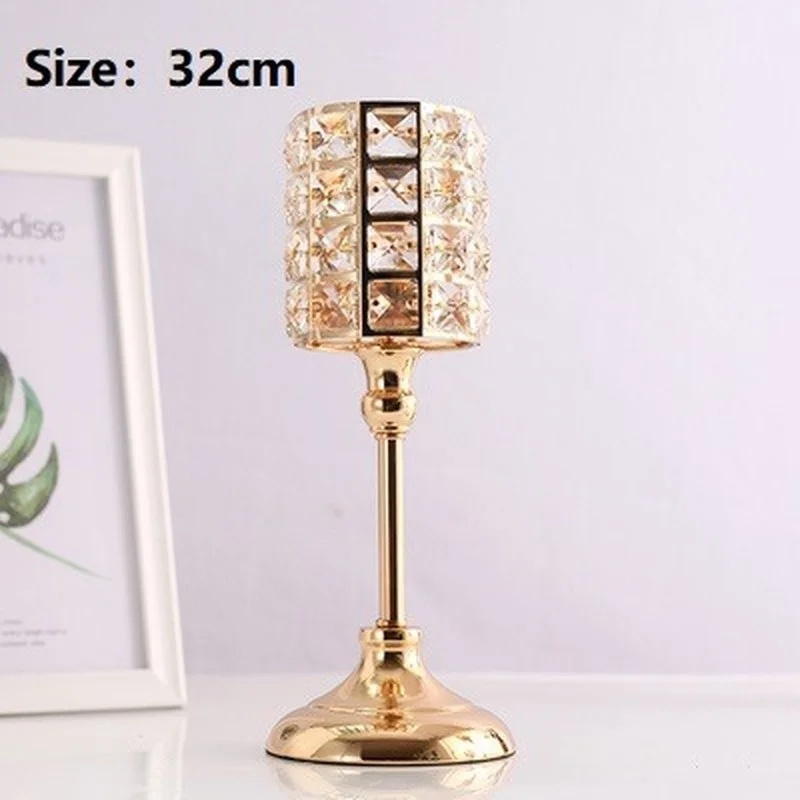 1pcs Exquisite Nordic Candlestick Ornaments Gold Crystal Candlestick Table Candle Holder for Home Christmas Wedding Decor Gifts