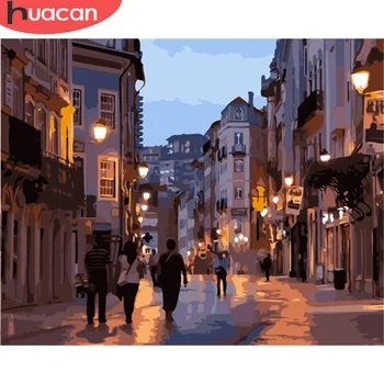 

HUACAN Paint By Number City Drawing On Canvas Gift DIY Pictures By Numbers Street Kits Hand Painted Painting Art Home Decor