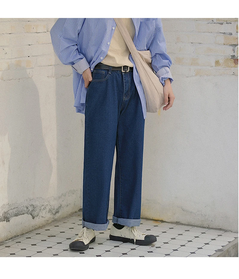Мужские джинсы 2019 четыре сезона подходят для новых узкие прямые брюки широкие джинсы свободные повседневные индивидуальные Молодежные