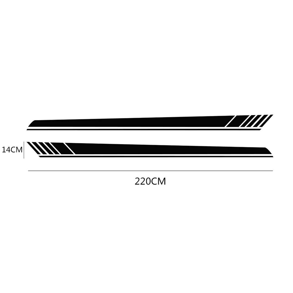 2pcs 220x14cm Racing Long Stripe Car Stickers Auto Side Body Sports Vinyl Wrap Decals Automobiles Car Accessories DIY Sticker modified decals