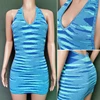 Tossy Sexy Backless Knitted Mini Party Dress Summer New Skinny Vacation Halter Green Clubwear V-Neck Bodycon Dresses 2021 6