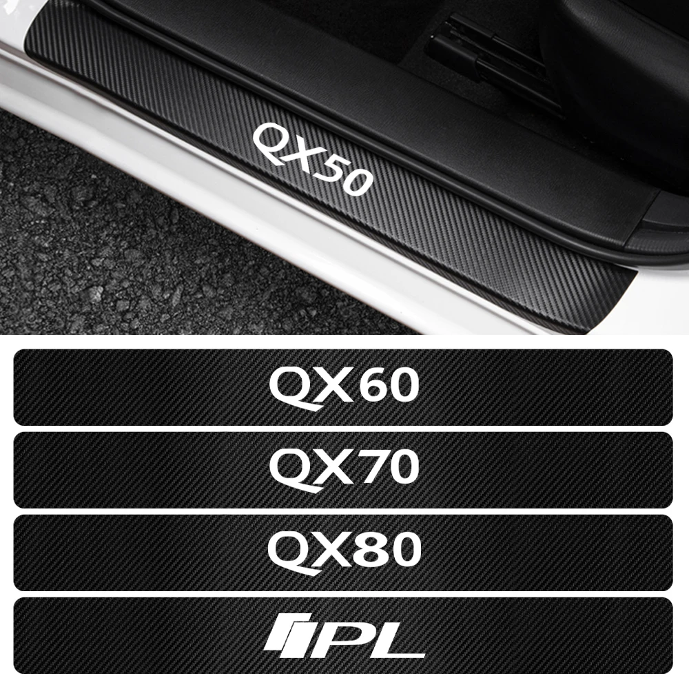 

4PCS Auto Carbon Fiber Door Threshold Plate Protector Sticker Decal for INFINITI Q30 Q50 Q60 Q70 QX30 QX50 QX60 QX70 QX80 IPL