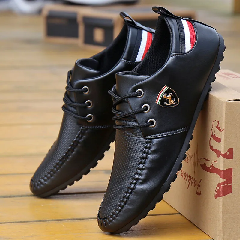 Genuine Leather Men Shoes Luxury Brand Casual Slip on Formal Loafers Men Moccasins Italian Black Blue Male Driving Shoes