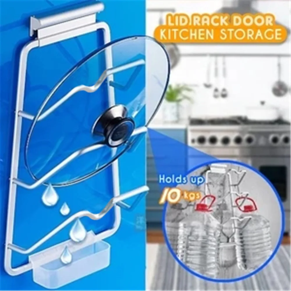 Wall-Mount Spoon Holder Cupboard Saucepan Pan Pot Lid Holder Fresh Tool Storage Rack stojak na pokrywki (7)