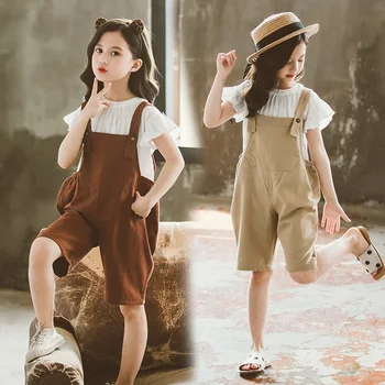

Fashion Baby Girls Sets Summer New Cotton T-shirts + Loose Overalls 2pcs Kids Clothes Casual Holiday Comfort Children Outfits