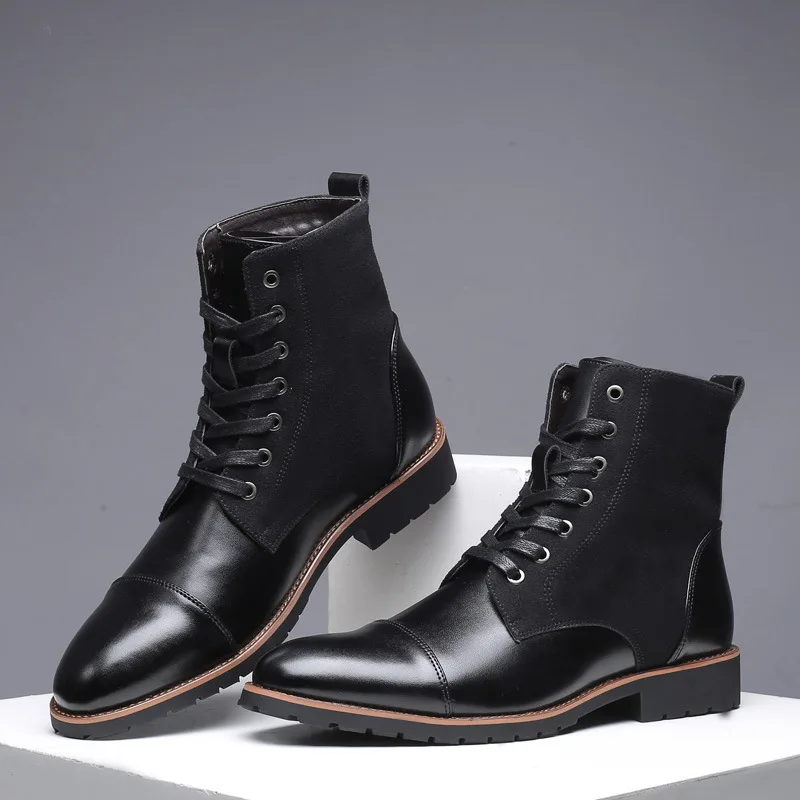 

Winter Men Snow Boots Warm Plush Plus Size 38-48 Men Boots Pointed Toe Winter Casual Leather Shoes Men Chelsea Boots tyhh7