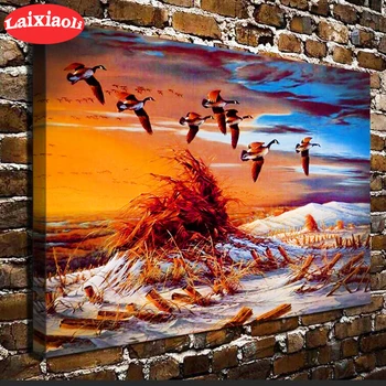

Diamond Painting full Square/Round Daimond Painting ducks flying farm sunset Mosaic Rhinestone Embroidery Painting Home Decor