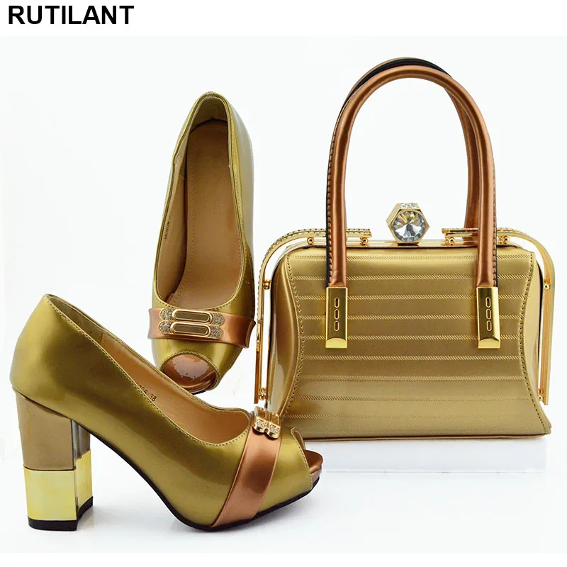 Nieuwe Afrikaanse Schoen en Tas Set Versierd met Strass Hoge Hak Schoen met Bijpassende Tas Nigeriaanse Vrouwen Party Pumps Hoge hakken Nieuwe Afrikaanse Schoen en Tas Set Versierd met Strass Hoge Hak Schoen met Bijpassende Tas Nigeriaanse Vrouwen Party Pumps Hoge hakken
