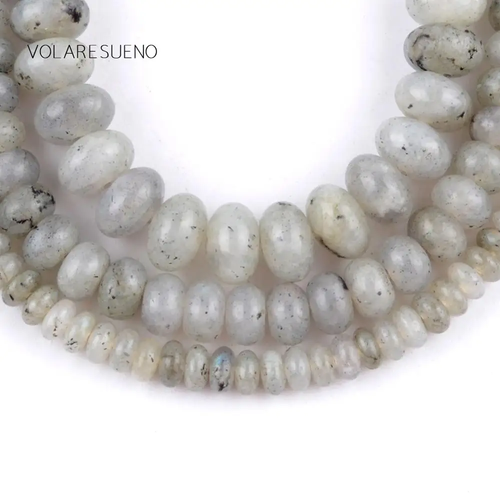 

Natural Gray Labradorite Rondelle Stone Round Loose Beads For Jewelry Making 4-8mm Spacer Beads Fit Diy Bracelets Necklace 15''