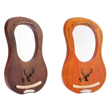

Lyre Harp 10 String Harp Heptachord Mahogany Lye Harp with Engraved Tones, Tuning Wrench,for Music Lovers