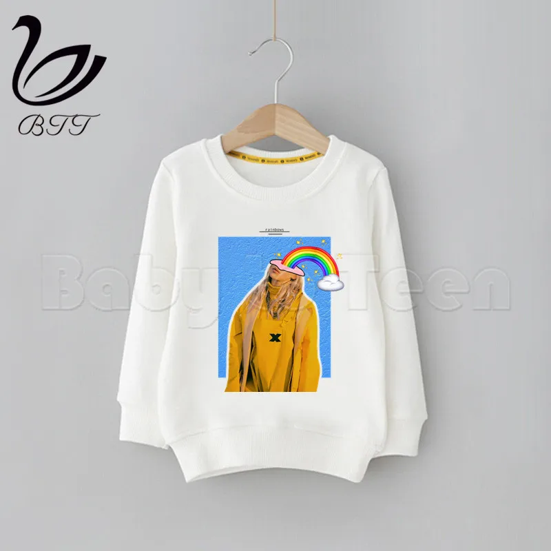 Детские толстовки с героями мультфильмов Billie Eilish; детские толстовки с капюшоном; модные толстовки с милым принтом; детская забавная одежда; толстовки с героями мультфильмов для малышей - Цвет: M