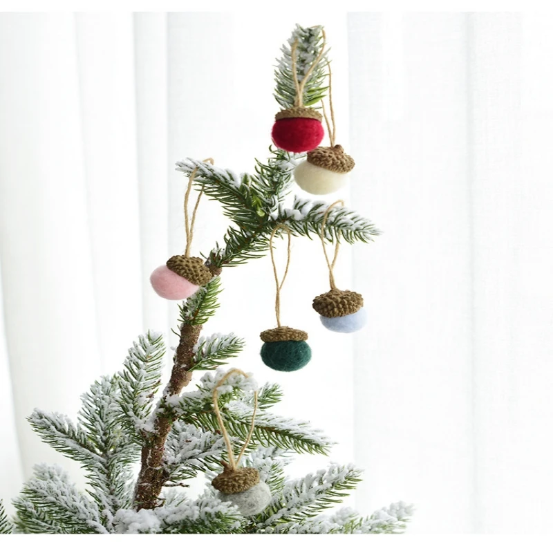 6pcs/set Christmas Tree Decoration Plush Pine Cone Pendant Home Decoration Diy Accessories Holiday Christmas Decorations