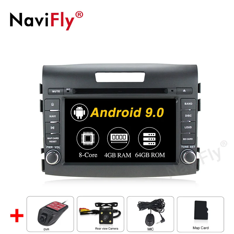 4GB-64GB-Cam-DVR NaviFly Android 9,0 Octa core 4 Гб+ 64 ГБ Автомобильный dvd-радиоплеер для Хонда сrv CR-V 4 RM RE 2011 2012 2013 с gps, Wi-Fi, bt - Цвет: 4GB-64GB-Cam-DVR