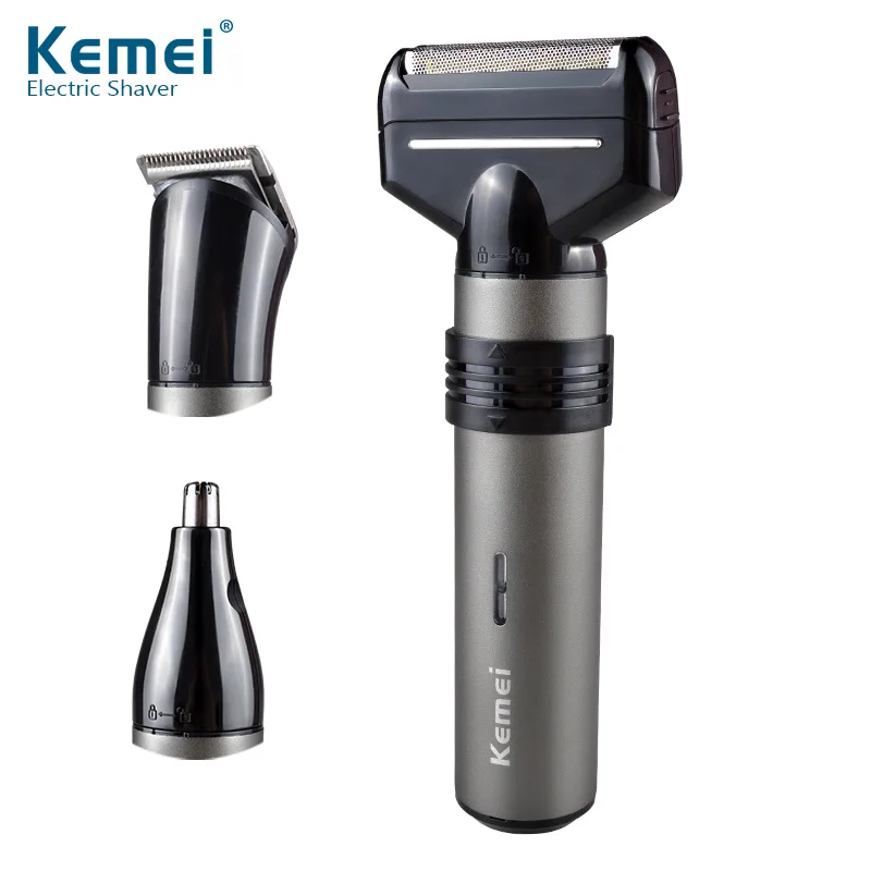 

Factory Price 2017 New Style Km-1210 Three-in-One Multi-functional Reciprocating Electric Shaver Hair Scissors Nose Hair Trimmer
